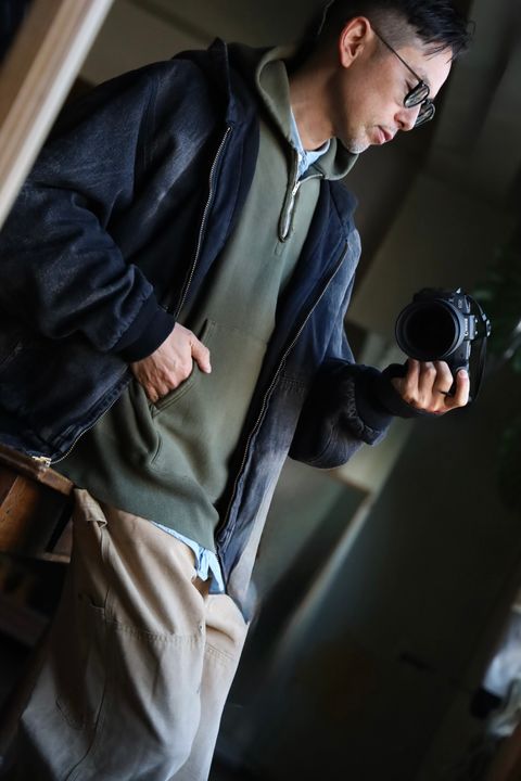 A.PRESSE Vintage Half Zip Sweat Hoodie"OLIVE"スタイル2025.1.25.