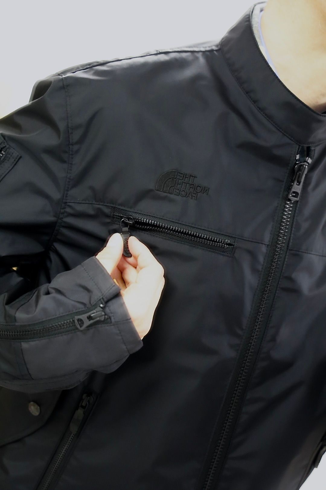 アイジュンヤワタナベマン 26SS THE NORTH FACE Wネーム ナイロンライダースジャケット(WQ-J914-100)BLACK☆3月20日(金)発売！