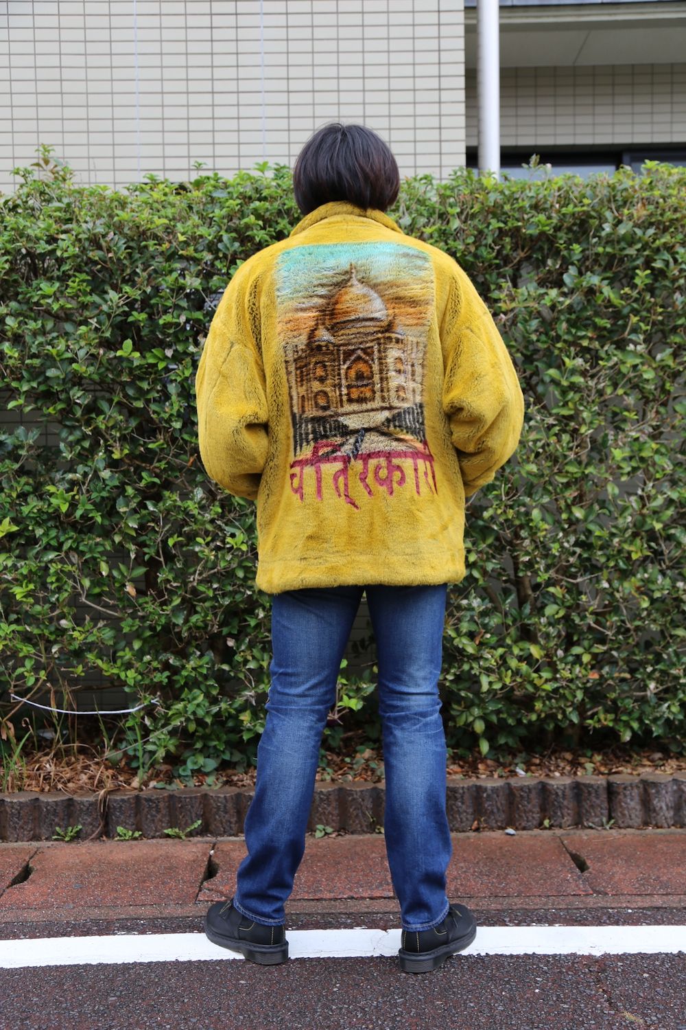 カラーグリーンdoublet  HAND PAINTED FUR JACKET