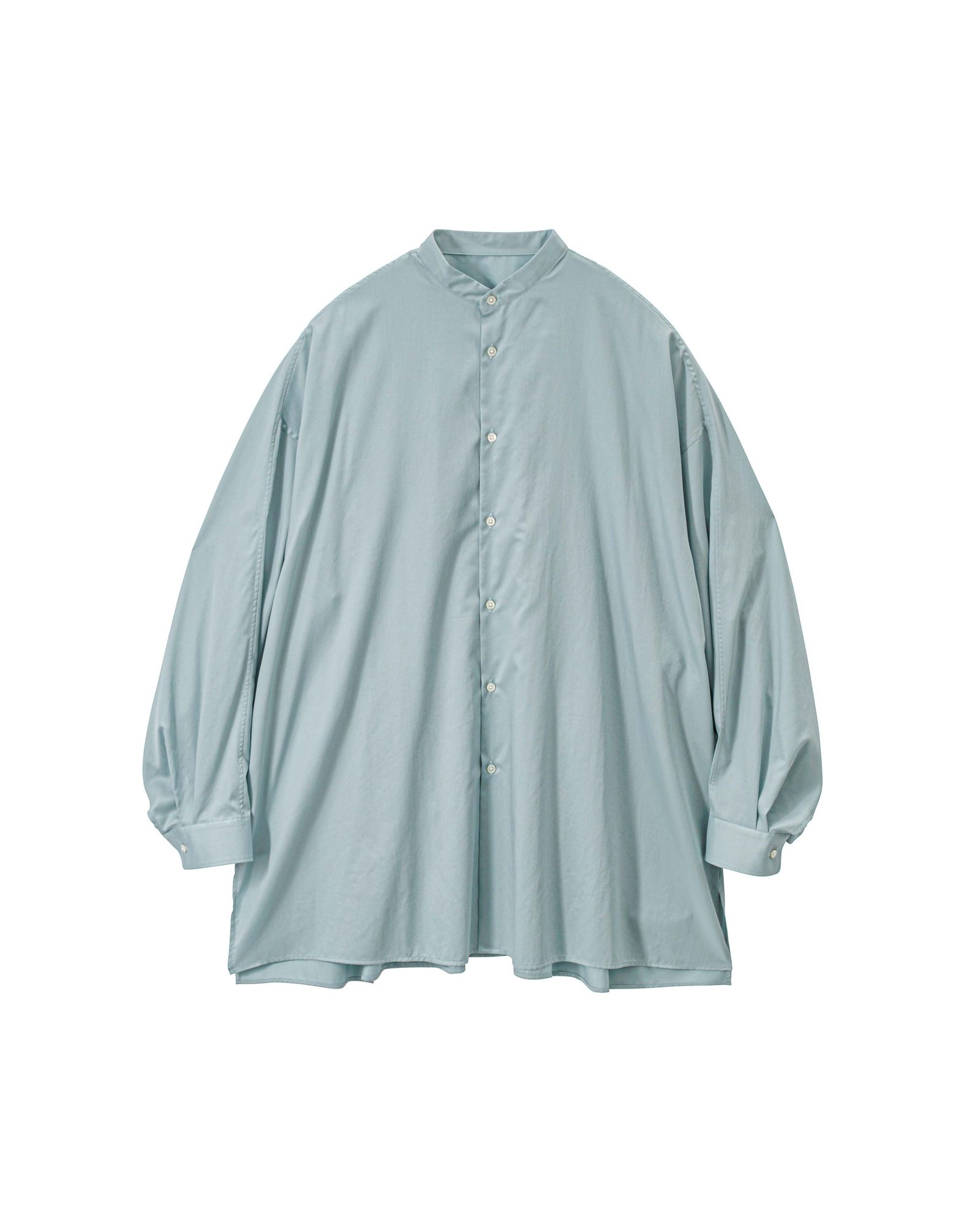 グラフペーパー Women's 26SS  Silicon Poplin Deep Slit Band Collar Shirt(GL261-50184)SMOKE BLUE☆2月28日(土)発売！