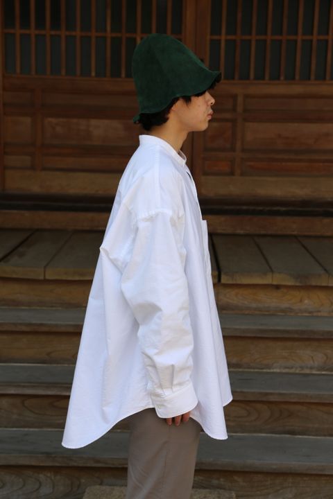 Graphpaper Oxford Oversized Band Collar Shirt(GM211-50137B) style. 2021.04.18.