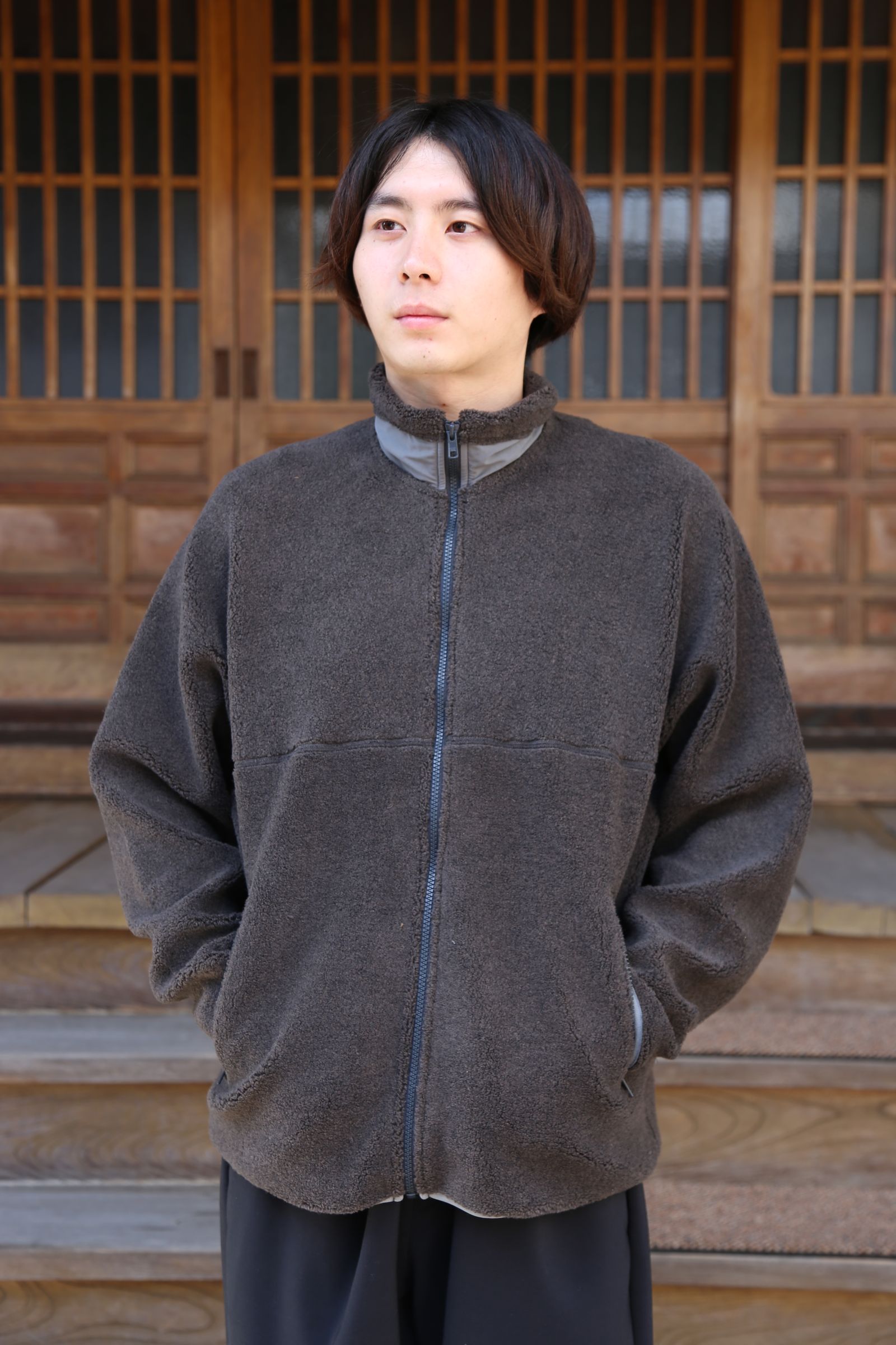 贅沢 ブルゾン Wool Boa Zip-Up Blouson ブルゾン - www