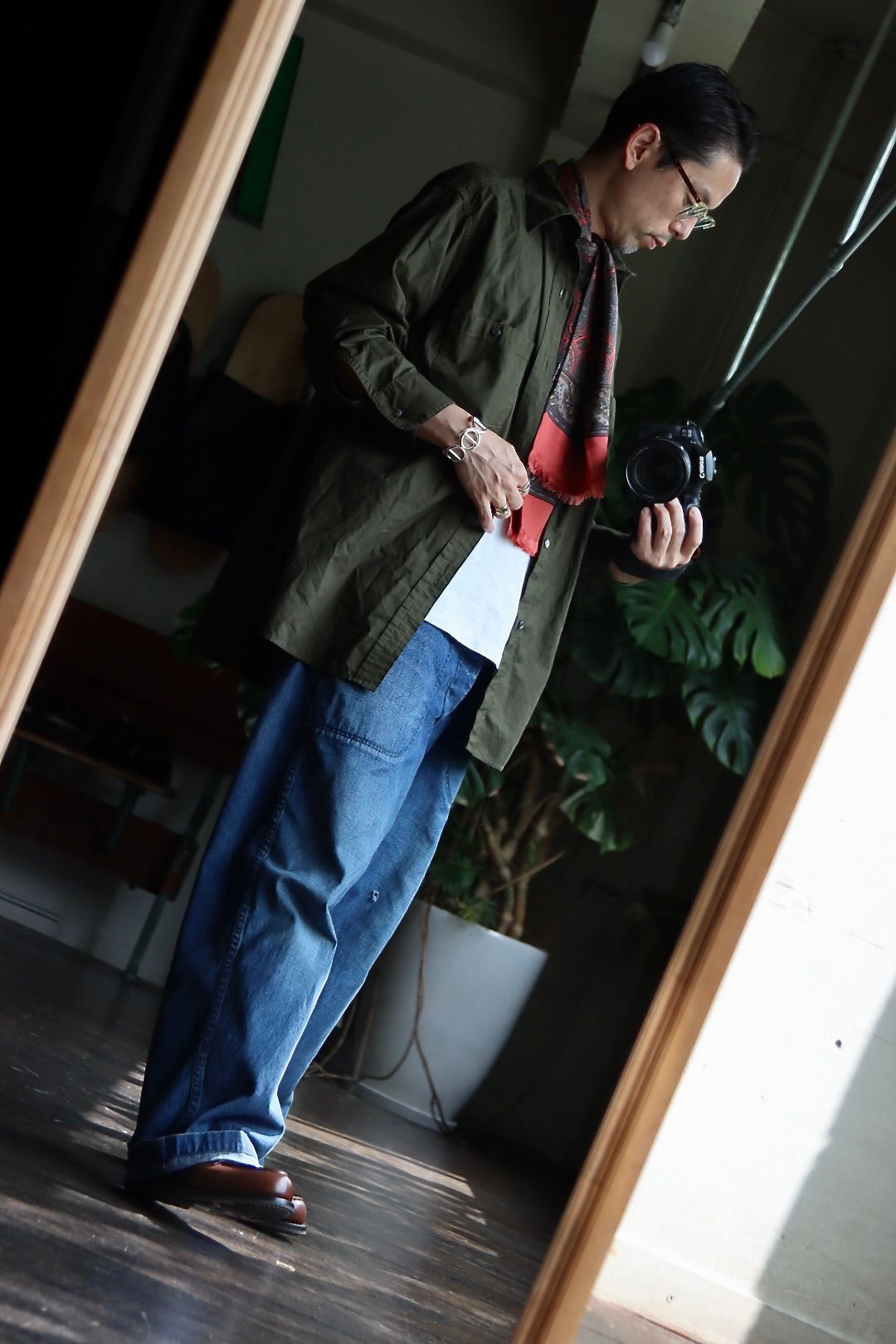 トップス A.PRESSE Over Dyeing Military Shirt アプレッセ22AW Over Dyeing Military Shirt