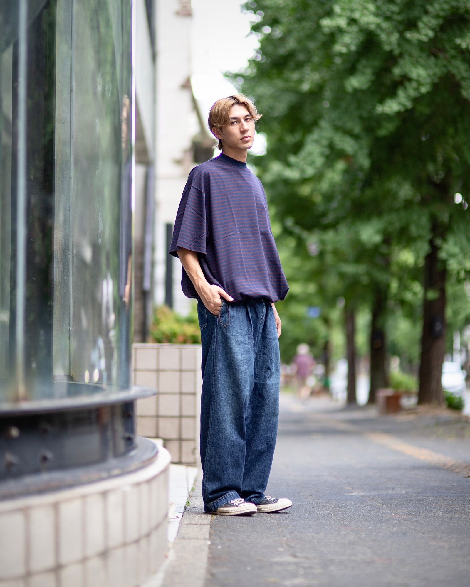 イズネス BALLOON STRIPES T SHIRT style