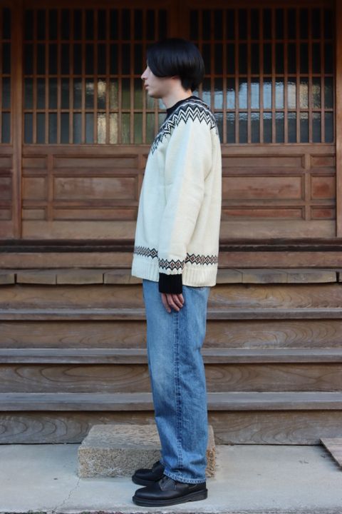 JUNYA WATANABE COMME des GARCONS MAN ウールジャガードニット求心柄"WHITE"style