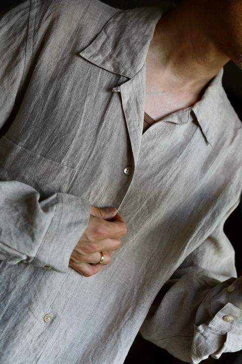 blurhms 25FW Linen Open-collar Shirt L/Sスタイル
