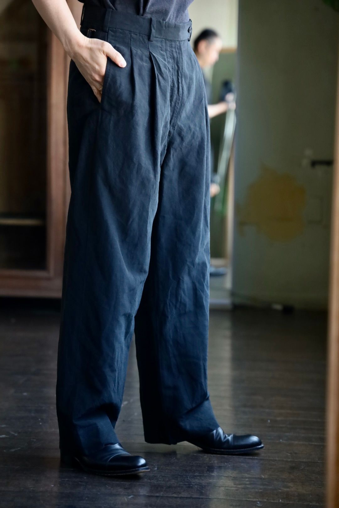 アプレッセ 25SS Silk Linen Trousers(25SAP-04-21H)BLACK