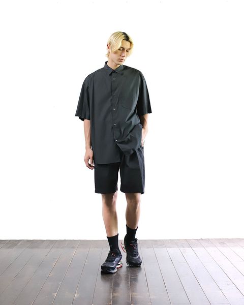 グラフペーパー 24SS Broad S/S Oversized Regular Collar Shirt(BLACK) style 2024.5.17