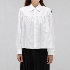 tao 26FW 綿ブロードギャザーブラウス(TZ-B006-051-2)WHITE☆新作発売！