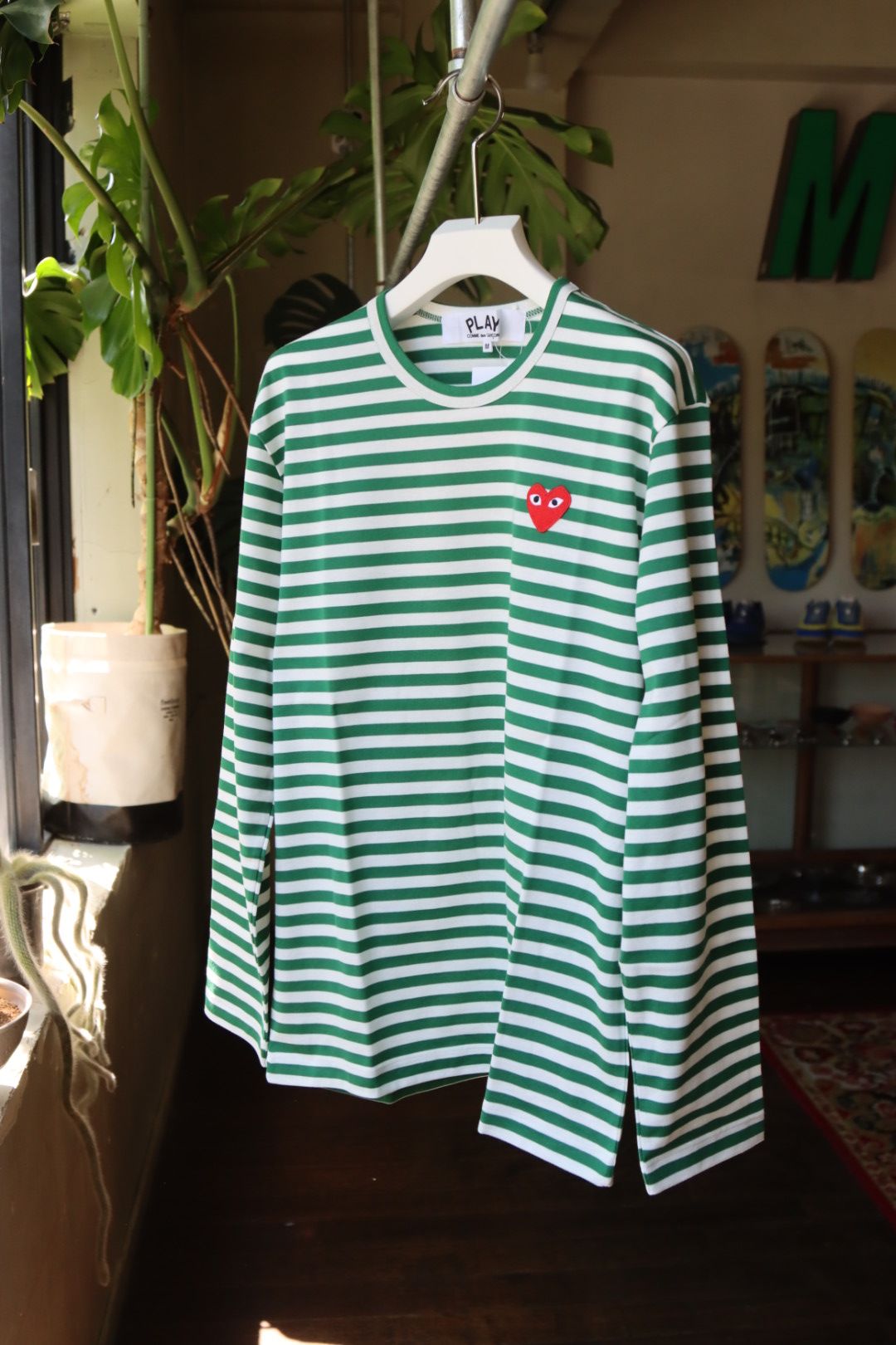 プレイコムデギャルソン ボーダーTシャツ (GREEN/WHITE)☆11月1日(土)再入荷！