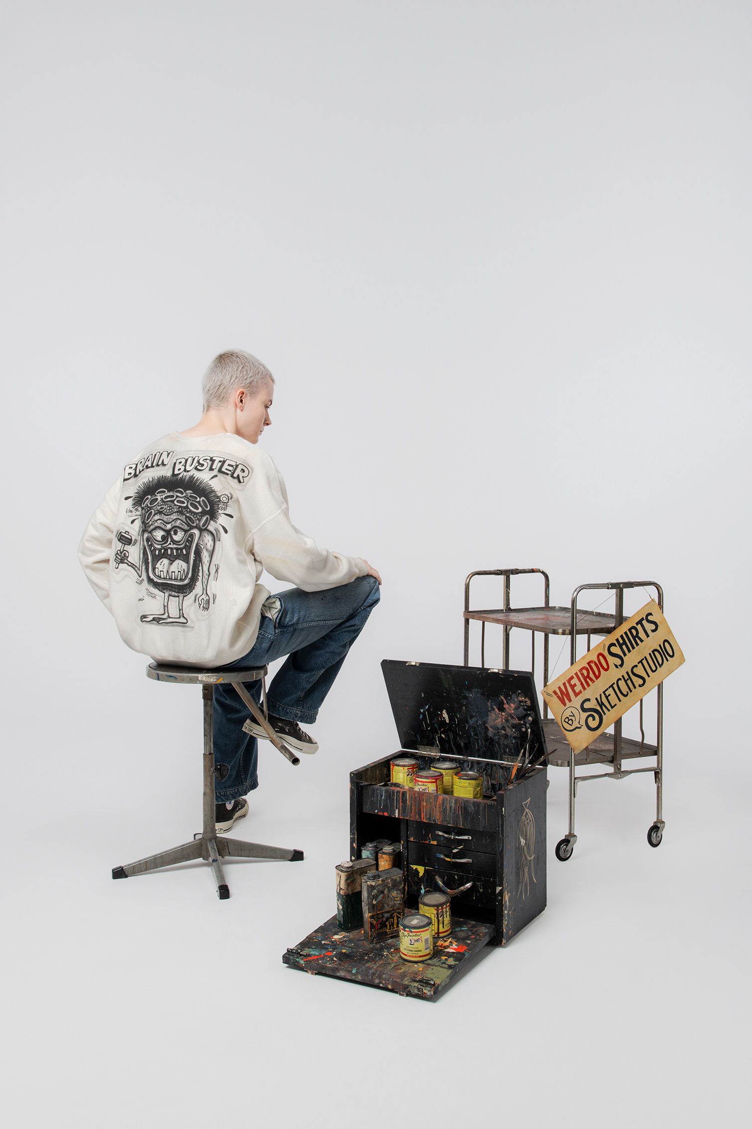 BOW WOW バウワウ SKETCH PAULIE SWEATSHIRTS(BW242-SPSS)WHITE A GING