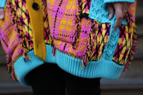 KIDILL Chaotic Argyle Tartan Cardigan"Yellow×Pink"Style.2020.12.14.