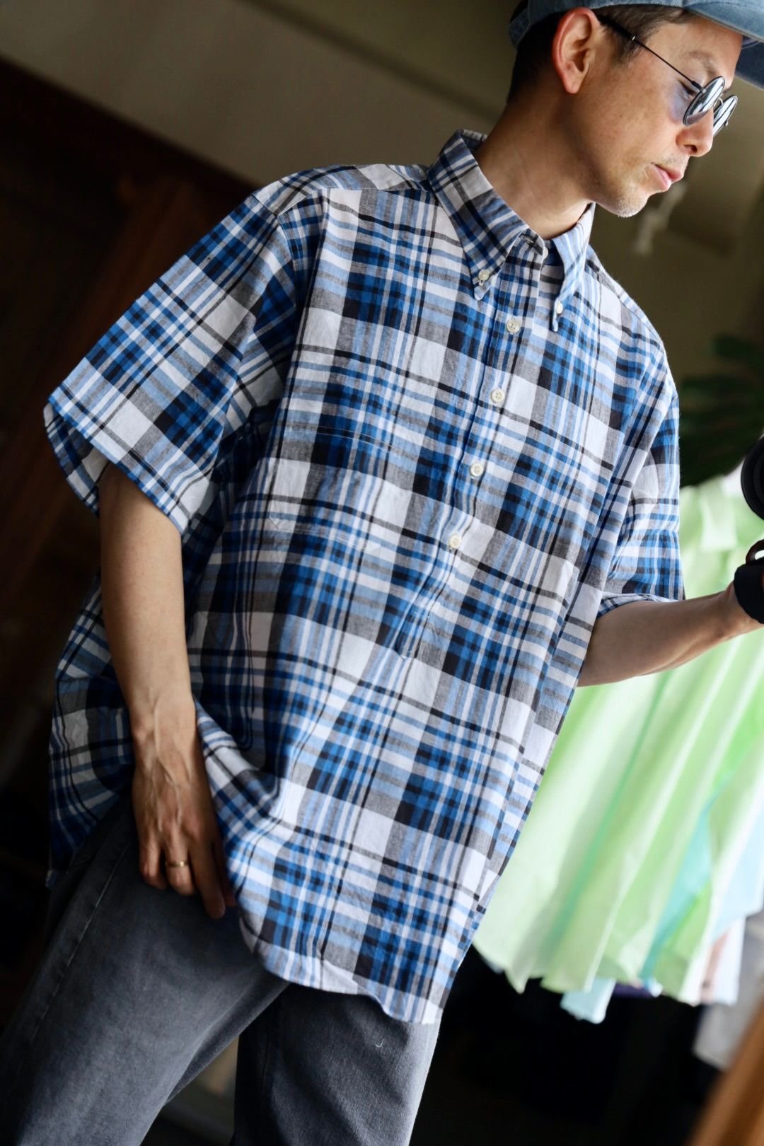ファウンダ 25SS PULLOVER SHIRT(015FD251010)BLUE/WHITE