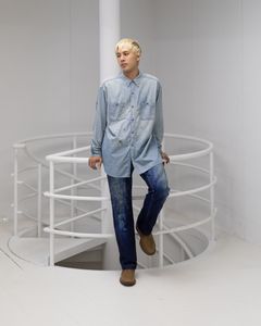 BOWWOW SKETCH ZOMBOO USN CHAMBRAY SHIRT AGED MARKスタイル