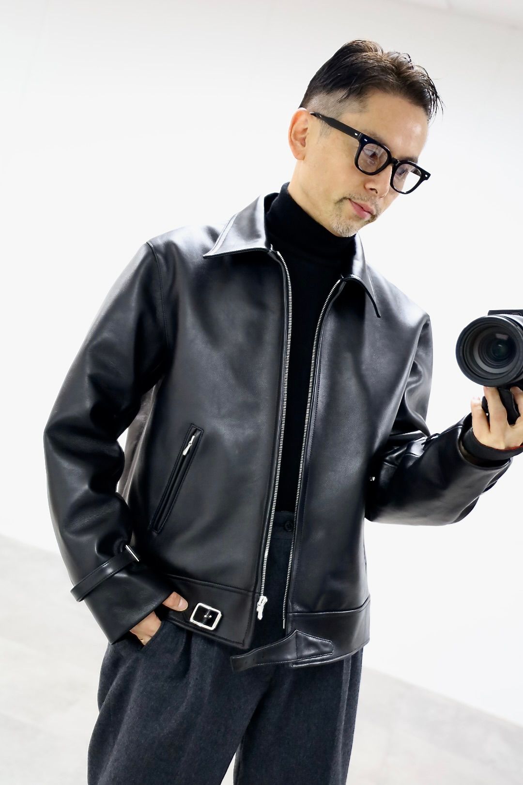 A.PRESSE 2026 STYLE1 Leather French Riders Jacketスタイル