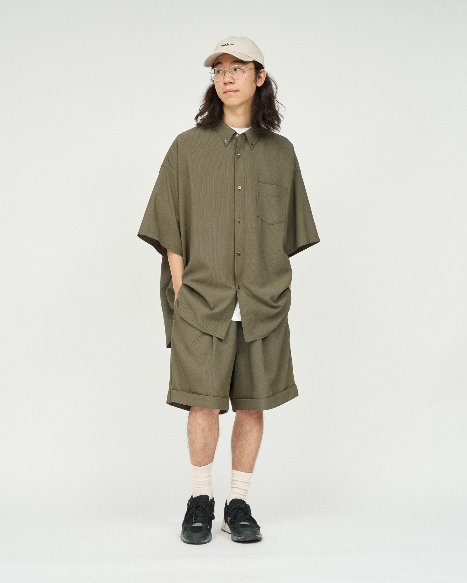 フレッシュサービス SEERSUCKER B.D SHIRT (FSC252-50043)KHAKI