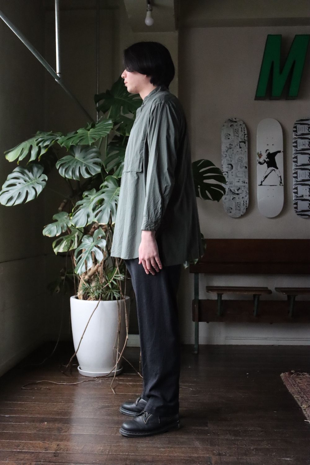 blurhms High Count Chambray Pullover Washed Shirt(BHS22S014) style.  2022.01.24. | 2209 | mark