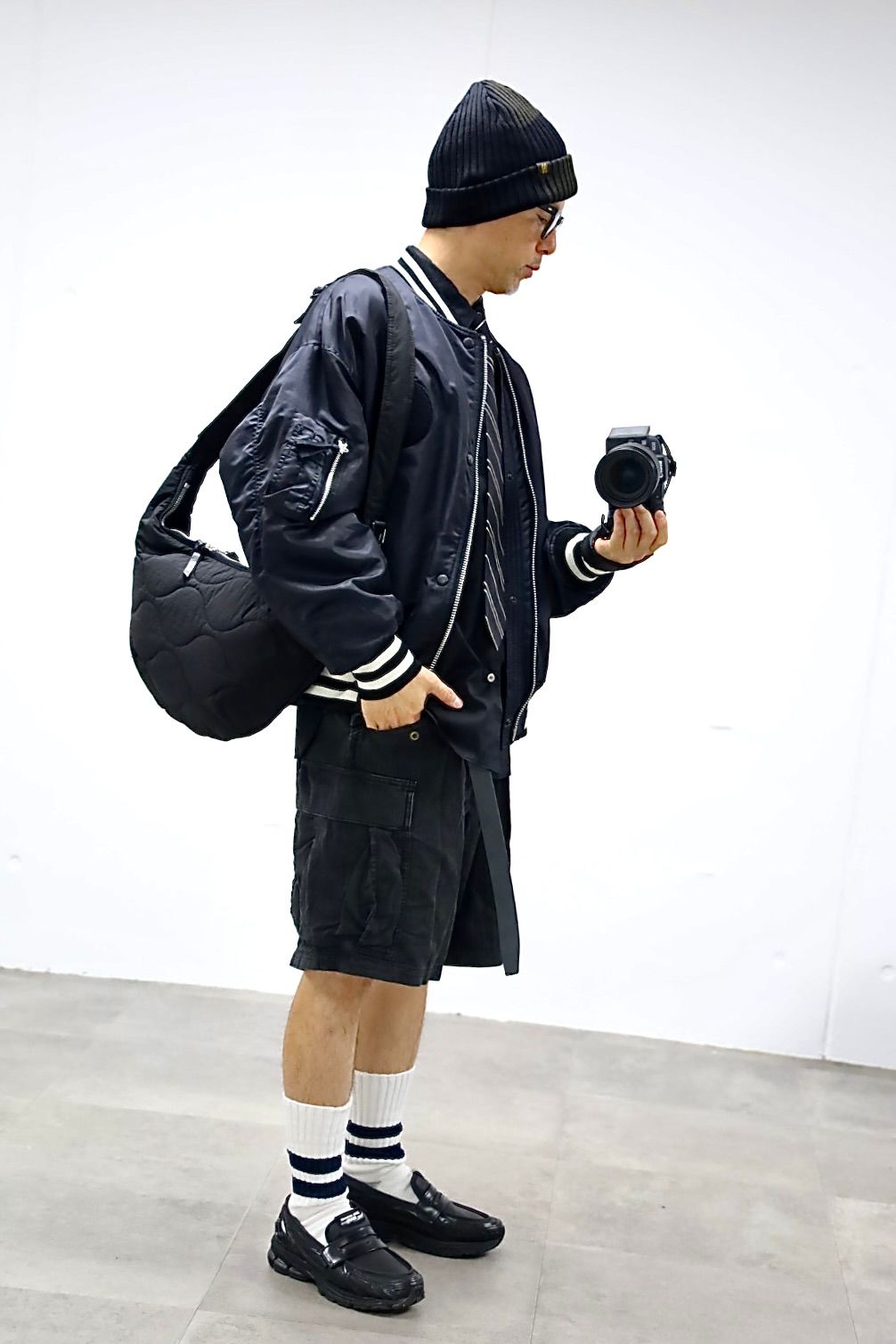 COMME des GARCONS HOMME 26FWリブライン入りナイロンツイルジャケット"BLACK"スタイル
