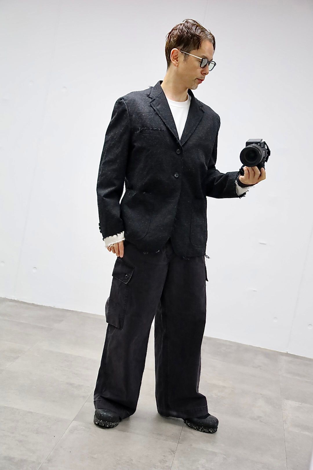 COMME des GARCONS HOMME ウールエステルヘリンボーンジャケットスタイル