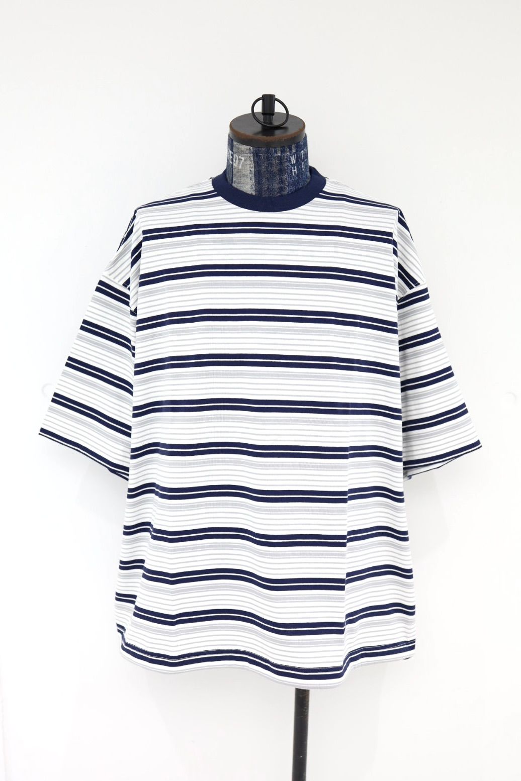 is-ness 26SS Border Balloon T-Shirt(26SS_48_1008SST01-B)WHITE x NAVY☆新作発売！