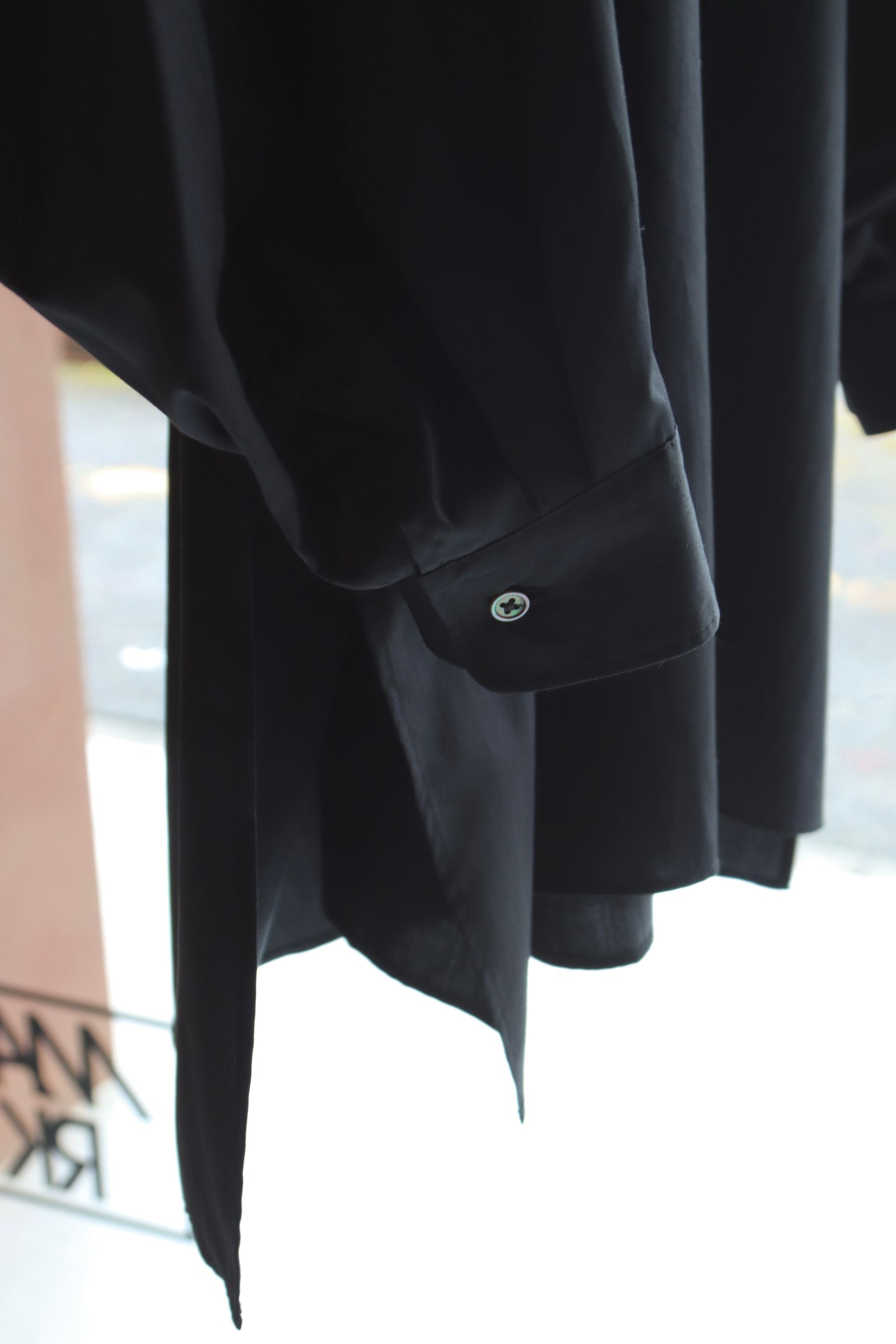 Graphpaper 25SS WOMENS Silicon Poplin Deep Slit Band Collar Shirt(GL251-50147)BLACK