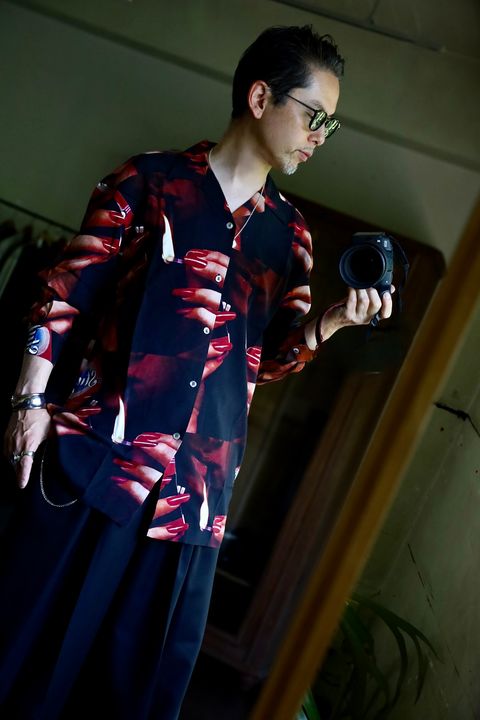 LASTMAN PRINTED OPEN COLLOAR SHIRTS L/S "STUFF"スタイル.2024.9.10.
