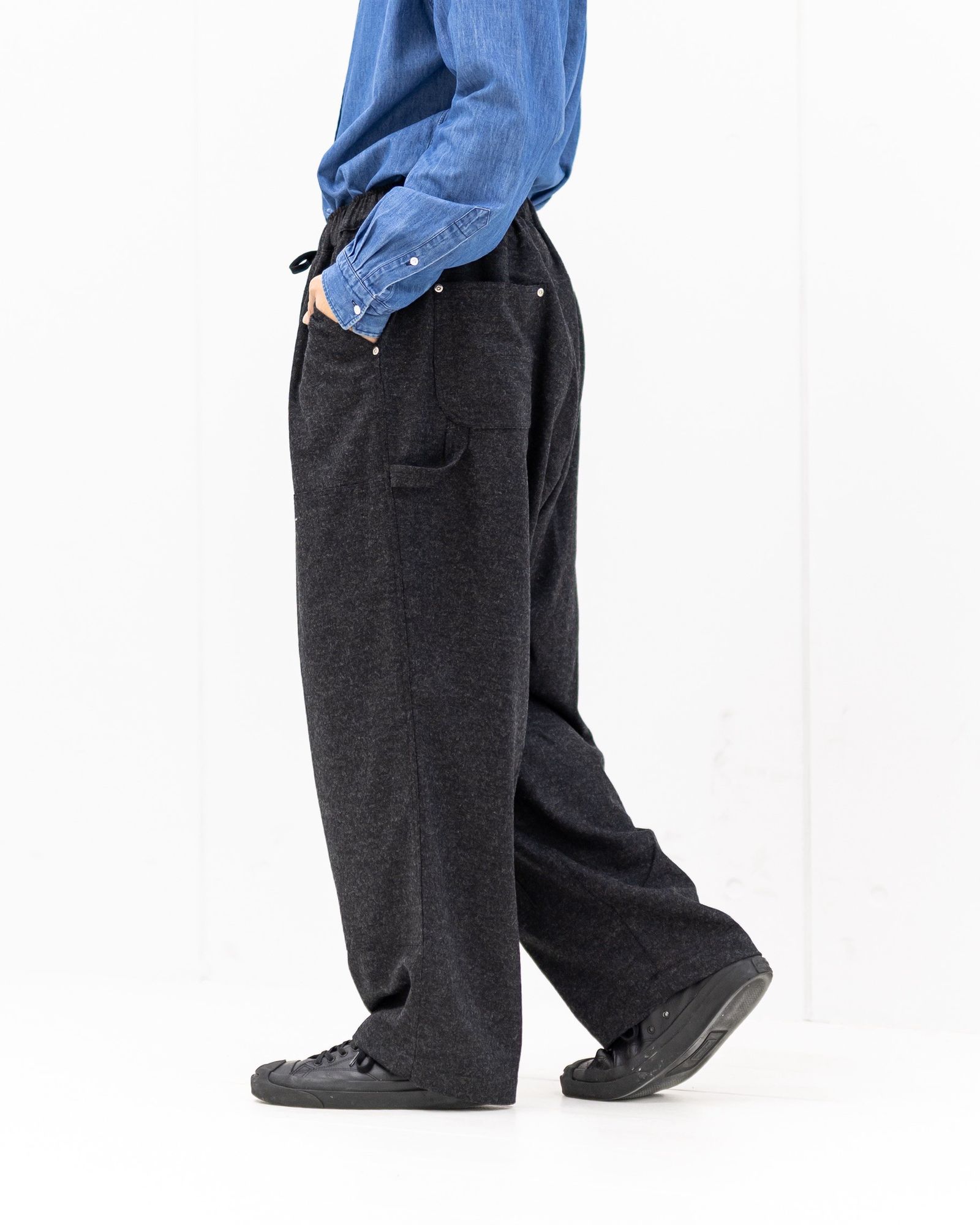 S.F.C 25FW エスエフシー CASHMERE WOOL DOUBLE KNEE PANTS(SFCFW25P08)Black M