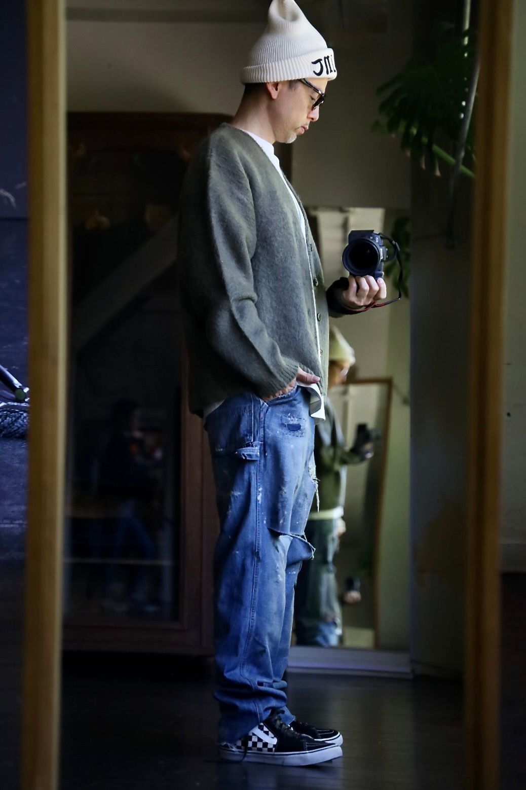 セントマイケル24AW MOHAIR CARDIGAN(SM-YS1-0000-058)KAHKI