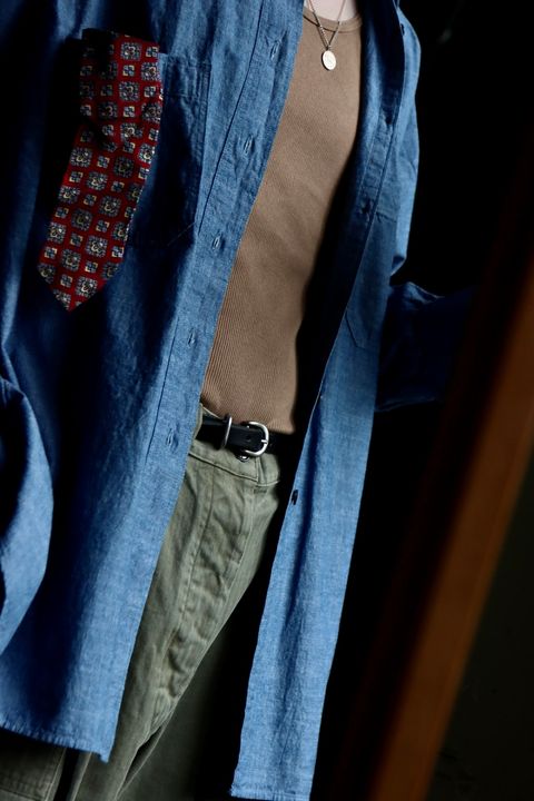 A.PRESSE BB Washed Chambray Shirtスタイル