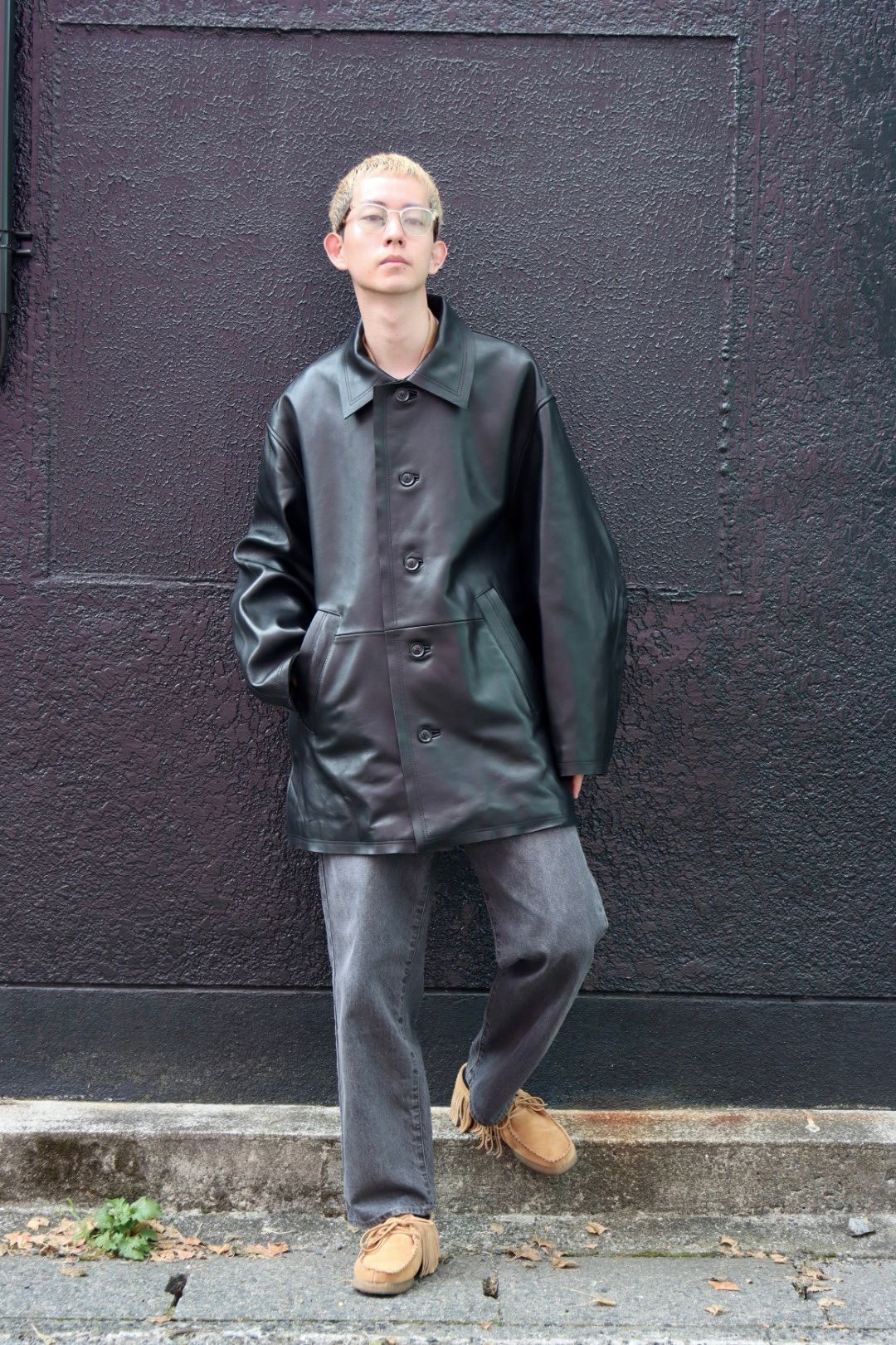 サイズ3DEEPGyoke cut-off leather car coat カーコート