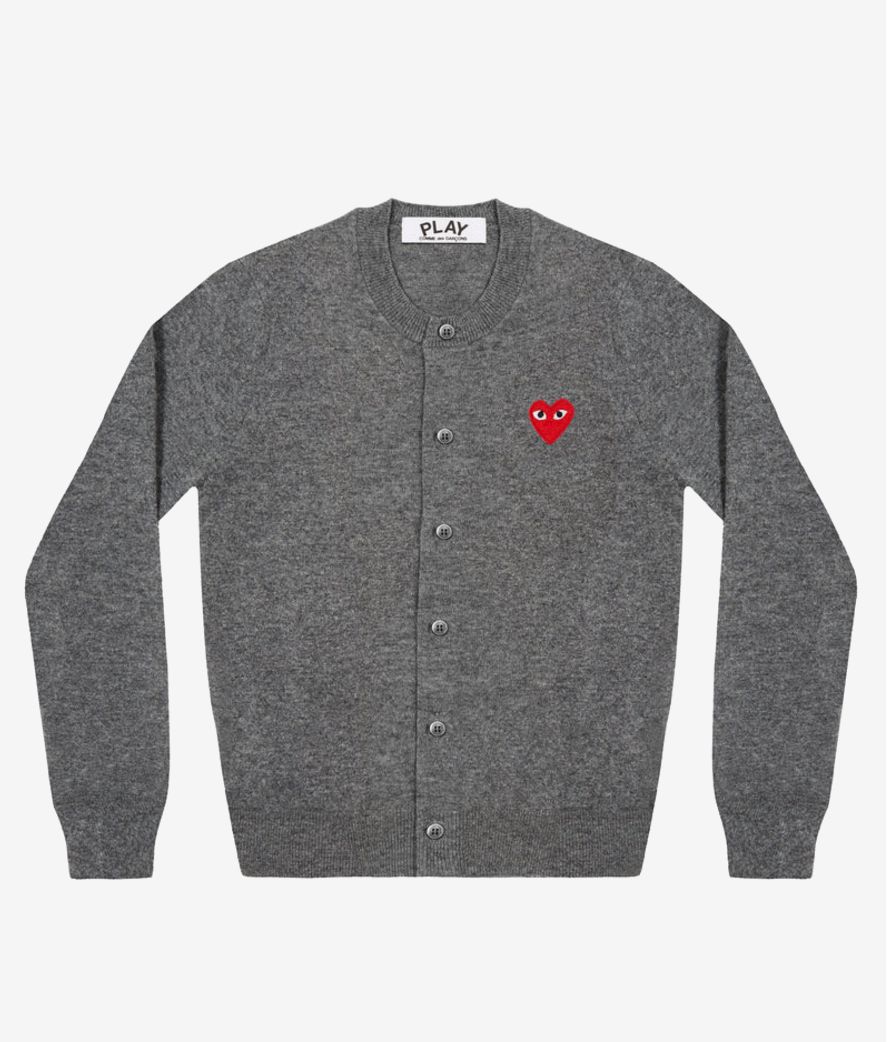 プレイコムデギャルソン ROUND NECK CARDIGAN (GRAY/RED HEART)☆12月1日(日)発売！