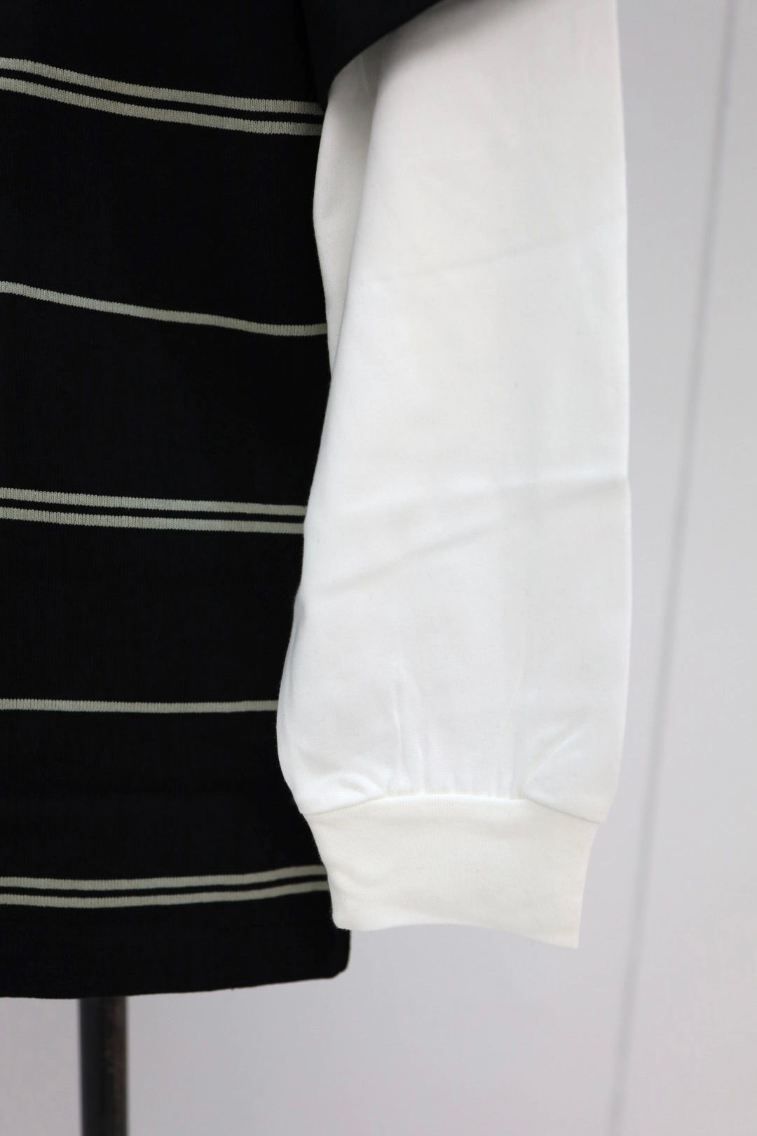 コムデギャルソンオム26SS 綿度詰天竺ボーダー×綿天竺レイヤード無地Tシャツ(HQ-T003-051)BLACK☆2月6日(金)発売