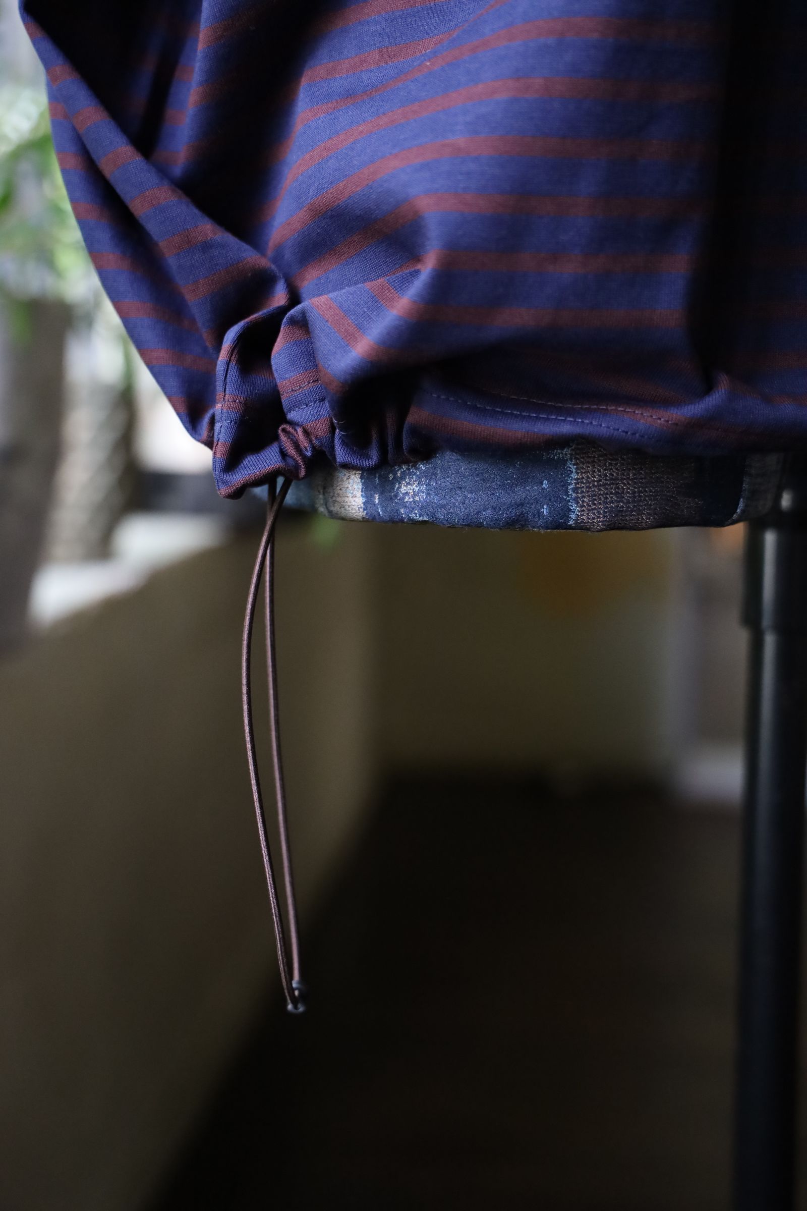 イズネス24AW BALLOON STRIPES T SHIRT(31SSSH05-2)NAVY×BROWN border