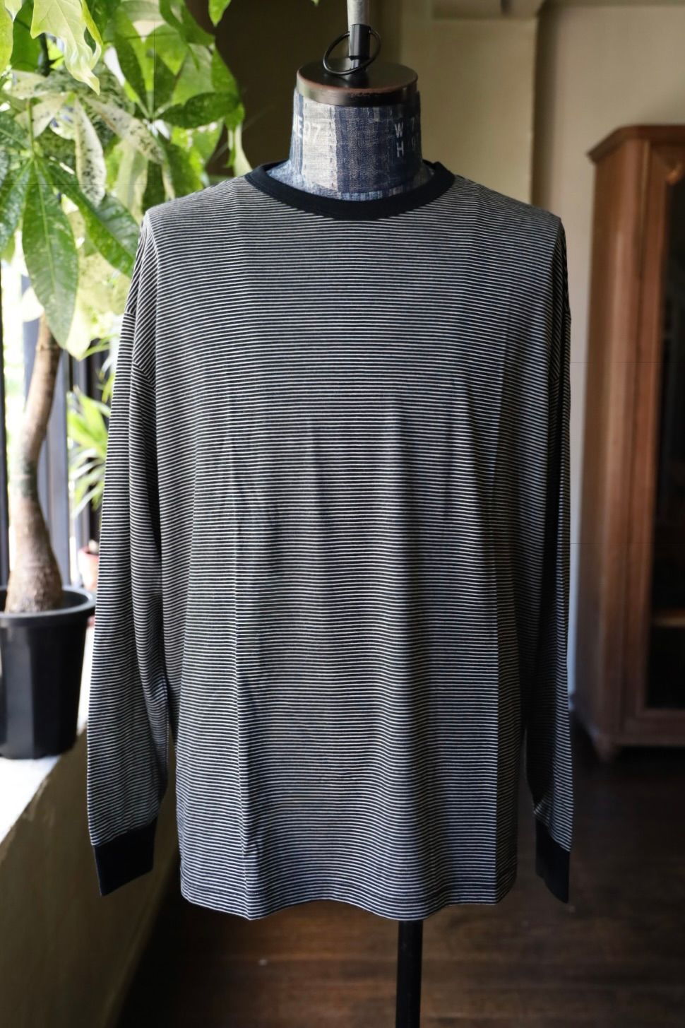 グラフペーパー 25AW Wool Border L/S Tee(GU253-70230B)BLACK×WHITE☆9月6日(土)発売！