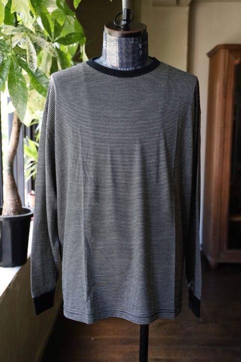 グラフペーパー 25AW Wool Border L/S Tee(GU253-70230B)BLACK×WHITE☆9月6日(土)発売！
