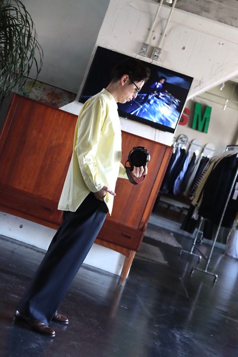 Ets.MATERIAUX 22SS Band collar shirt"YELLOW"style.2021.12.14.