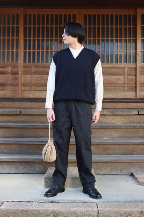 STUDIO NICHOLSON FOSS SNM MERINO KNIT VEST(783) style.2022.1.8