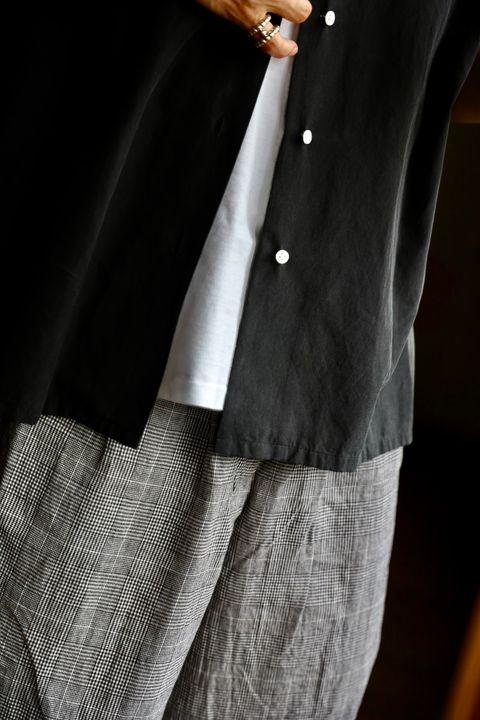 A.PRESSE Silk Cotton Open Collar S/S Shirtスタイル