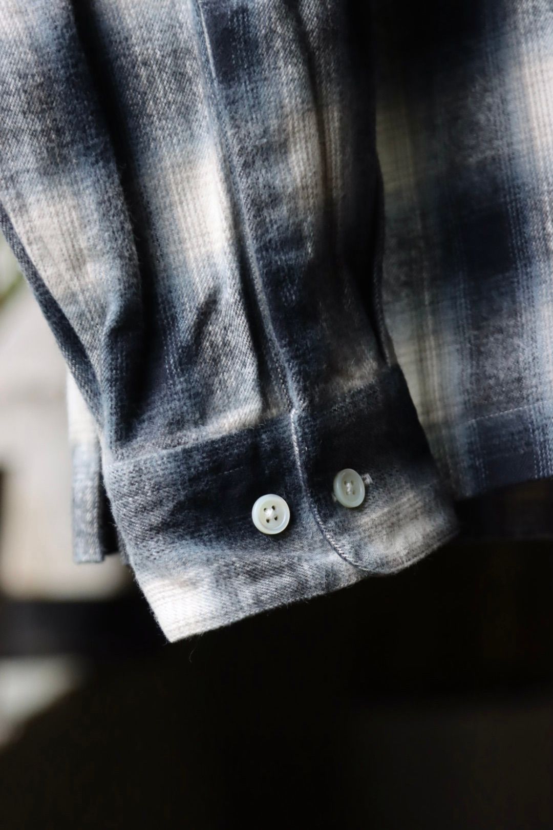 セダンオールパーパスFW23 Brushed Ombre Plaid Open Collar Shirt (SD23F-SH02)Gray Plaid