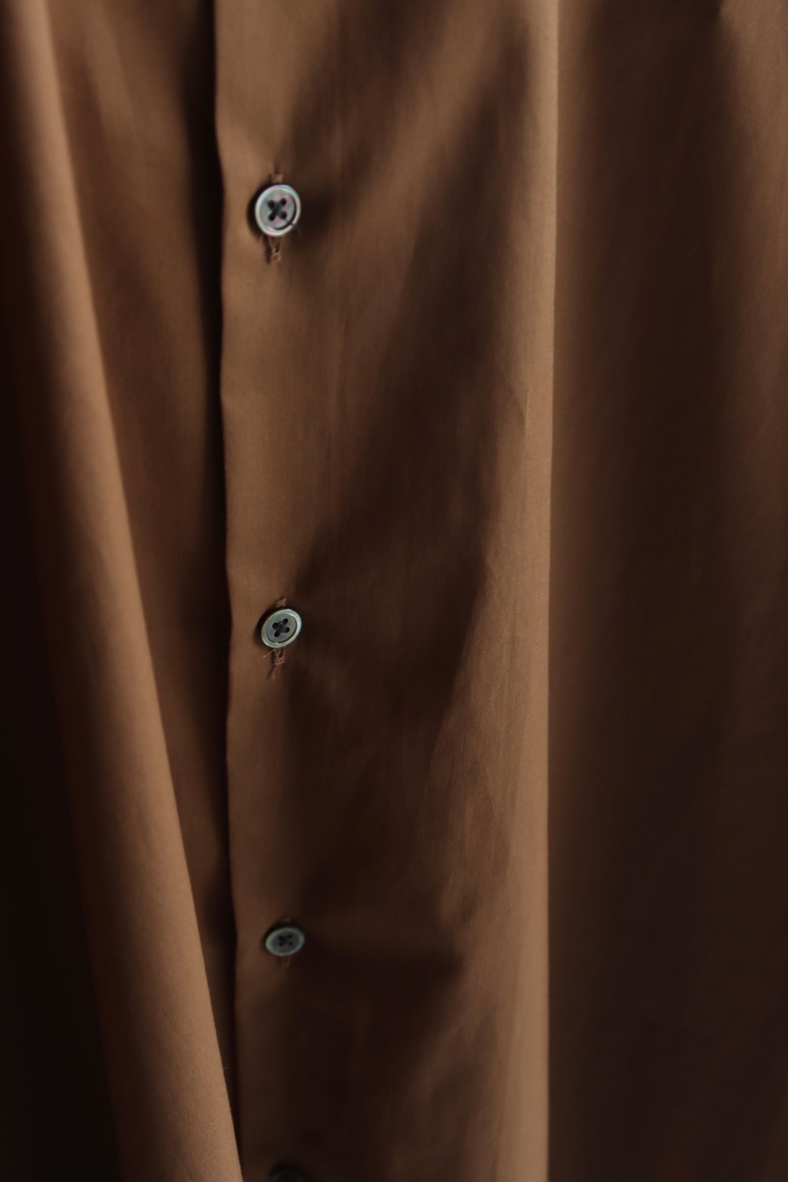 Graphpaper 25SS WOMENS Silicon Poplin Deep Slit Regular Collar Shirt(GL251-50146)BROWN