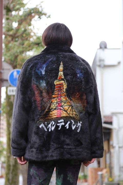 doublet HAND-PAINTED FUR JACKET"BLACK"style.2020.10.17.