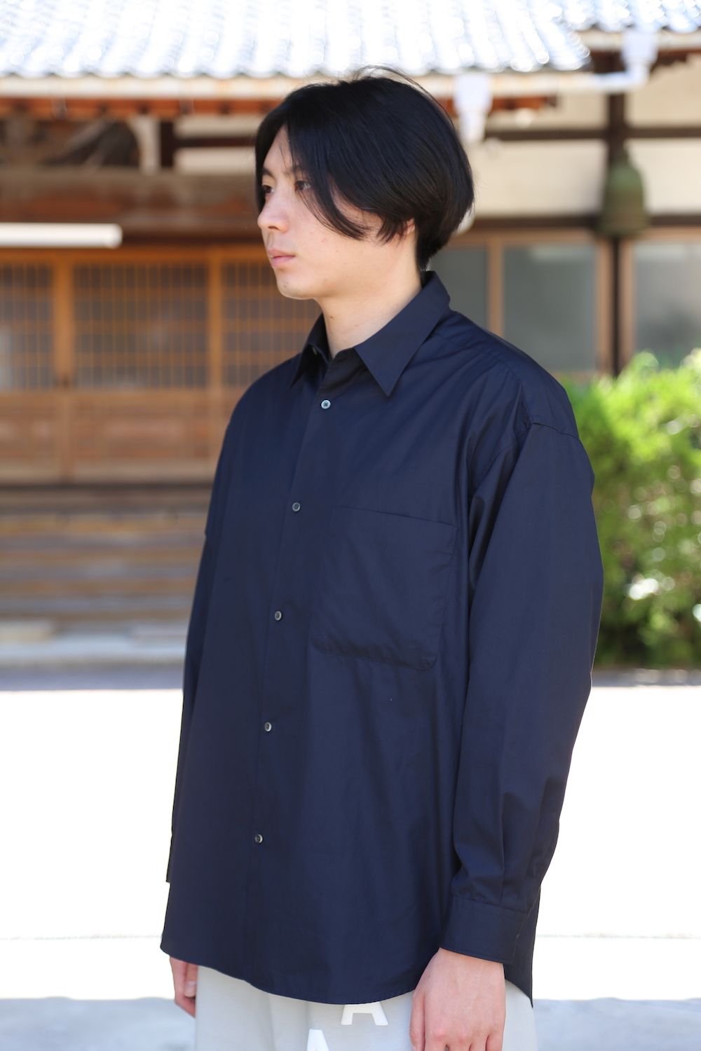 Graphpaper Broad L/S Oversized Regular Collar Shirt(GM212-50110B) style.2021.5.30.