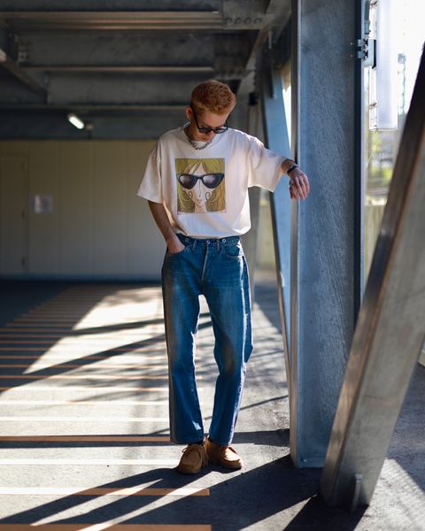 A.PRESSE アプレッセ23SS No.2 Washed Denim Pantsスタイル