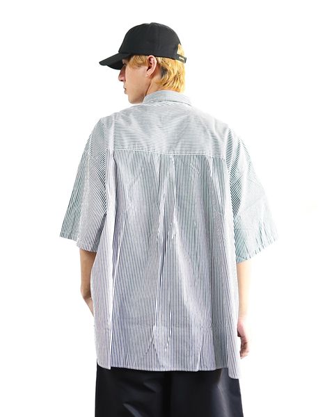 FreshService 24SS CORPORATE UNIFORM S/S SHIRT(GREEN STRIPE) style 2024.3.8