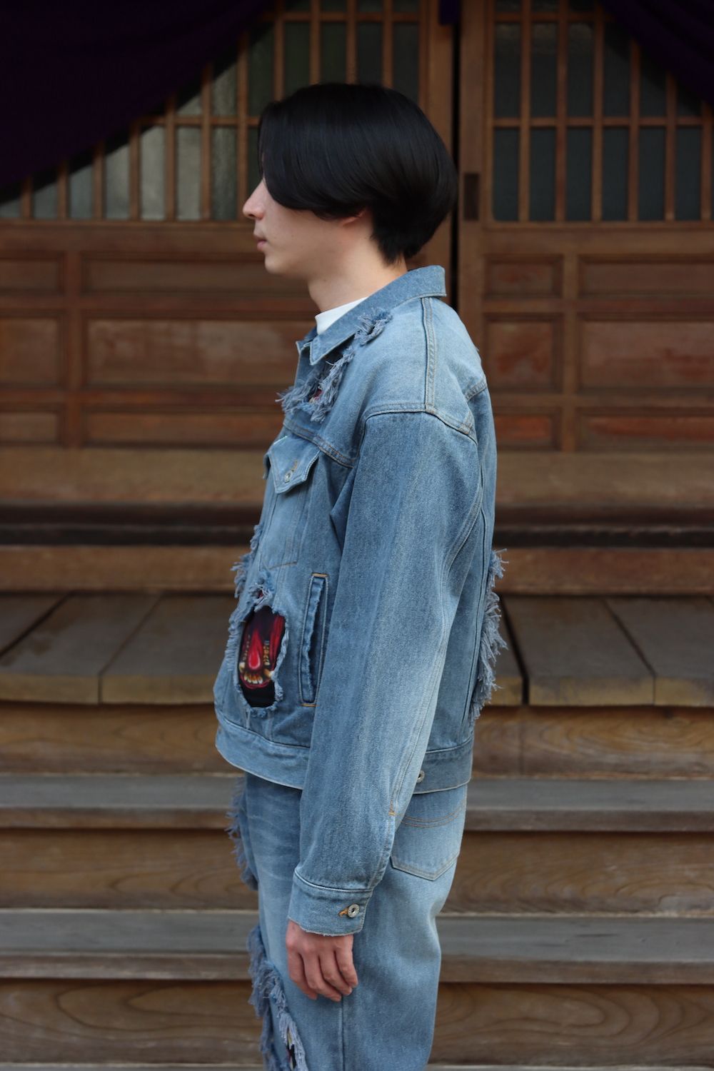 doublet RECYCLE DENIM MONSTER REPAIR JACKET(21AW11BL125) style 