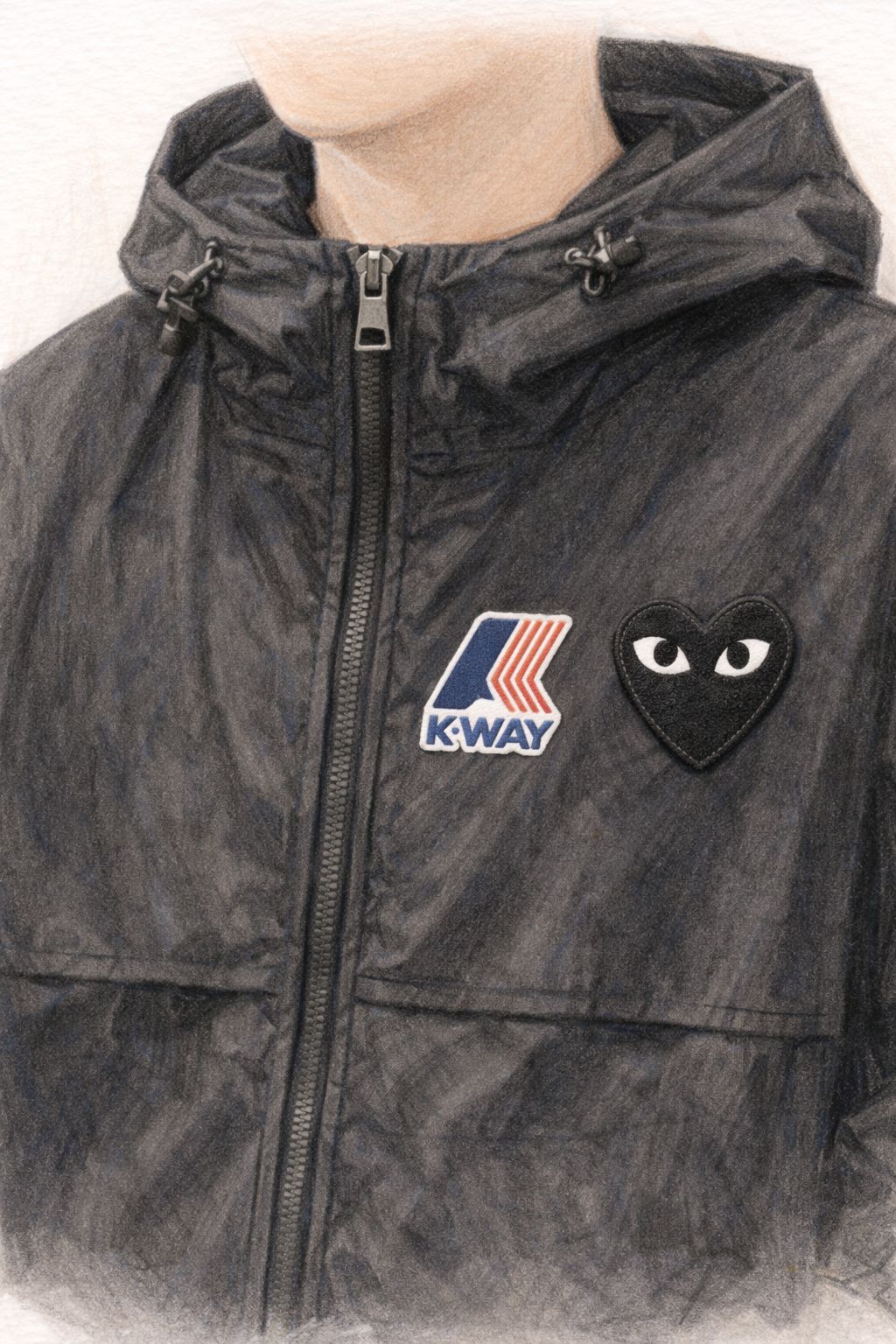 プレイコムデギャルソン K-WAYコラボ FULL ZIP HOODIE(BLACK)