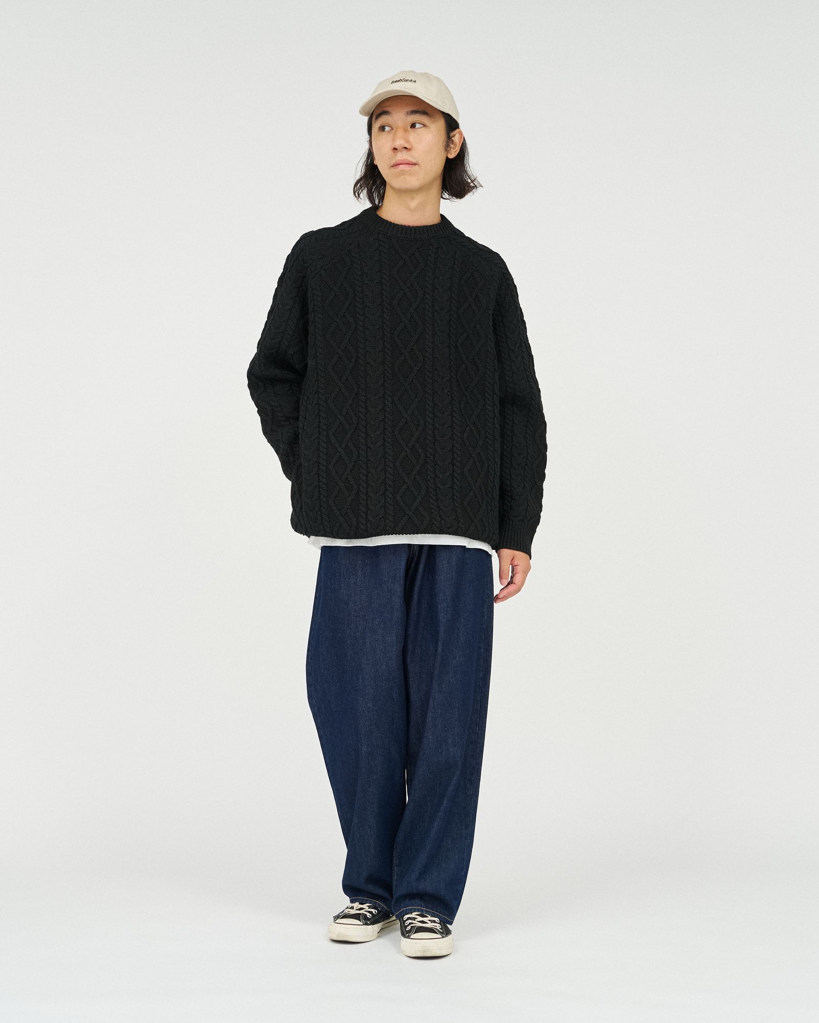 フレッシュサービス SHETLAND WOOL x SOLOTEX® TECH FISHERMAN SWEATER (FSC253-80165)BLACK★10月18日(土)発売！