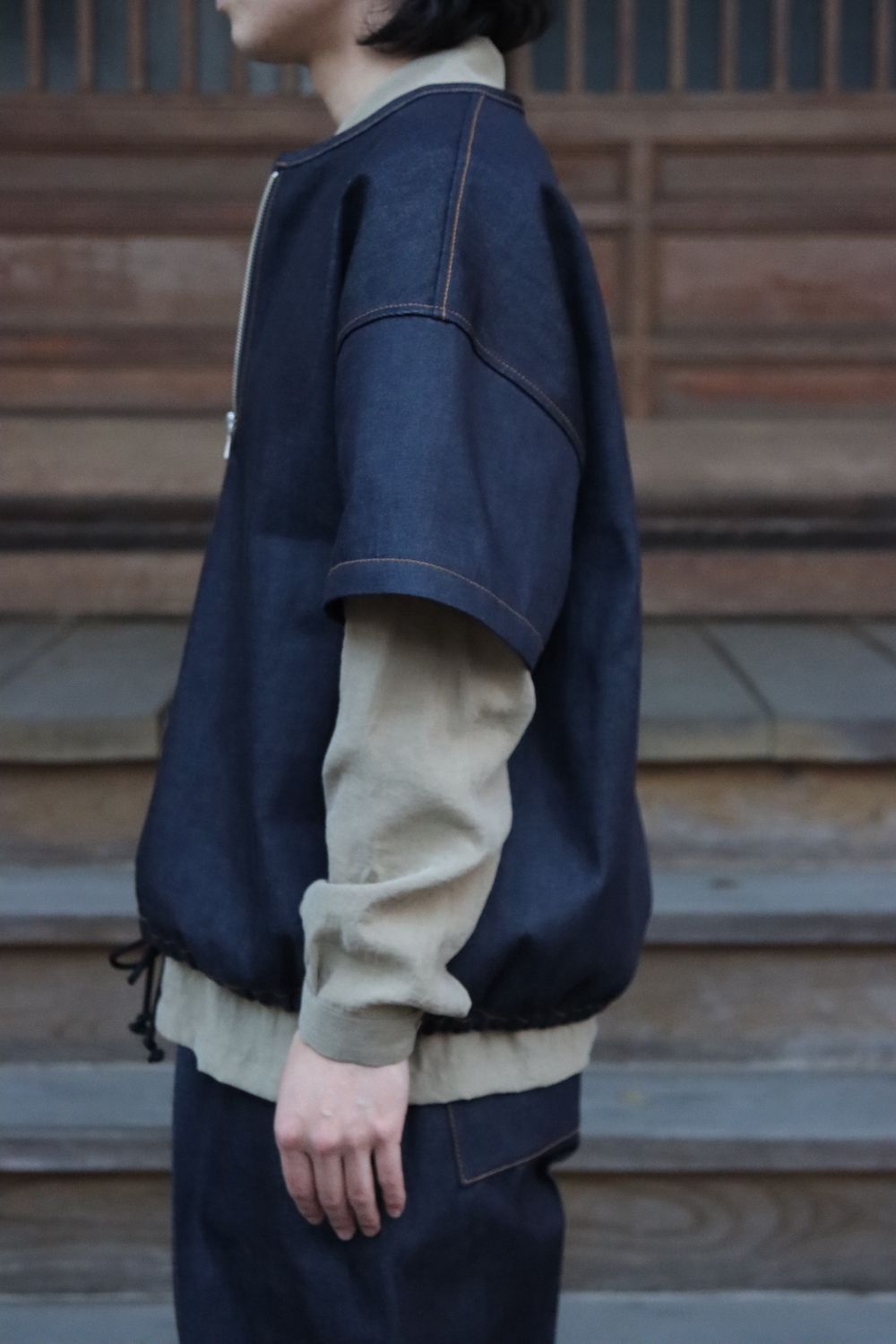 SEEALL ZIP PULLOVER JACKET,DOUBLE WAIST BELT PANTS set up style. 2022.03.17.