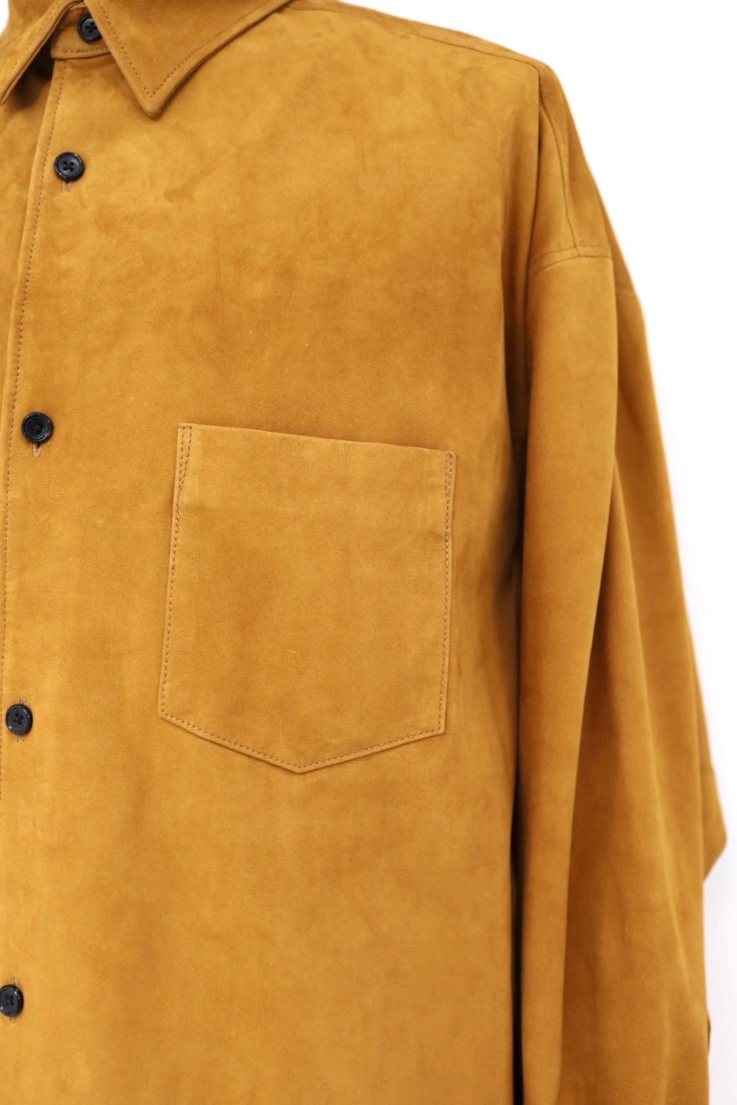 グラフペーパー26SS Cow Nubuck Leather L/S Oversized Regular Collar Shirt(GU261-50406)BROWN☆2月28日(土)発売！