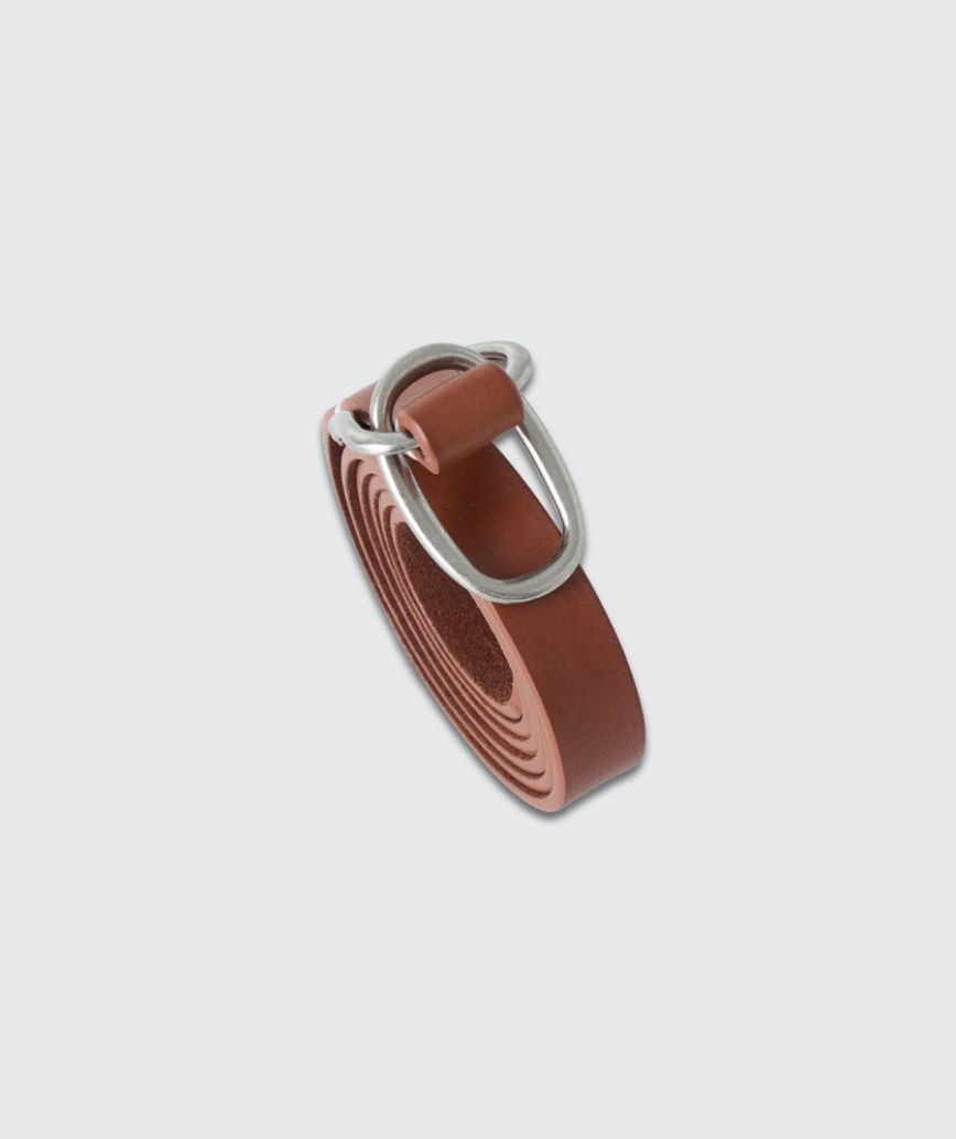 ヨーク 25FW Double Buckel Leather Belt(YK25FW01139A)BROWN
